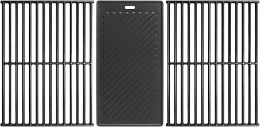 SafBbcue Replacement Parts for Monument Mesa 400, 25392 and 13478, A005 Cast Iron Griddle and 98888 Cast Iron Grill Grates for Monument Grills 4-Burner Propane Gas Grill Accessories