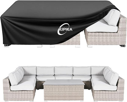 Kipiea Patio Furniture Covers Waterproof Winter, Heavy-Duty Outdoor Furniture Set Covers for Table Chairs, Anti-UV, No Tears or Fading (126" L x 64" W x 29" H)