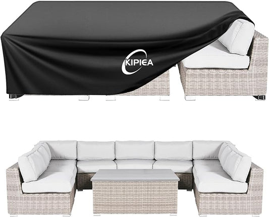 Kipiea Patio Furniture Covers Waterproof Winter, Heavy-Duty Outdoor Furniture Set Covers for Table Chairs, Anti-UV, No Tears or Fading (126" L x 64" W x 29" H)