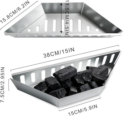 Pack of 2 Charcoal Baskets, High Temperature, Corrosion Resistance, Direct and Indirect, Barbecue Charcoal Holder for Briquettes, Wood Chips Coals, Grates