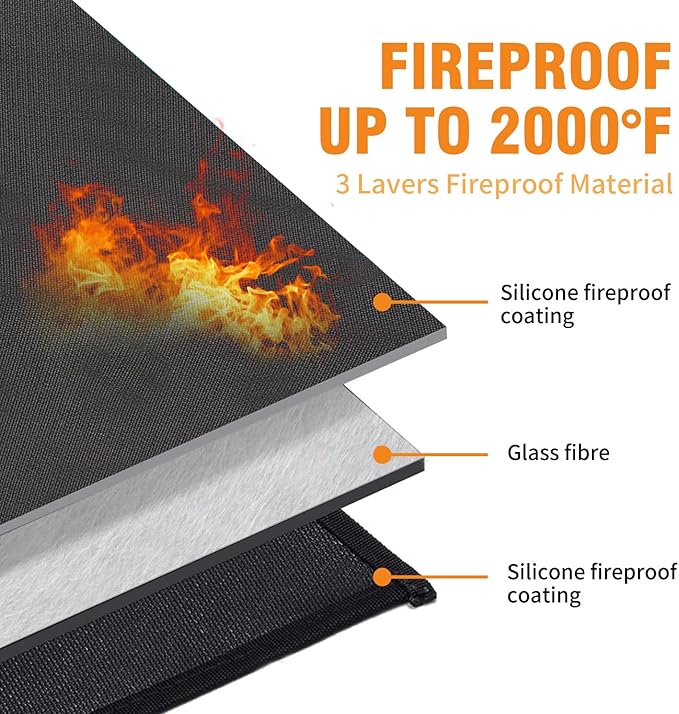 MDEOOSKY 48"×36" Under Grill Mat Outdoor Grill Deck Protector Fire Pit Mat Fireproof Mat Oil-Proof Waterproof BBQ Protector for Deck and Patio Easy to Clean Storage Waterproof Foldable