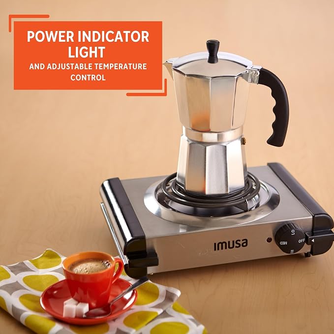 IMUSA USA GAU-80311 Electric Single Burner 1000-Watts, Stainless Steel, Silver (Pack of 3)