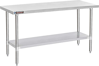 DuraSteel 24x72 Stainless Steel Work Table - NSF Commercial Prep Metal Table w/Adjustable Under Shelf - Kitchen Outdoor Pizza Oven Stand, Garage Workbench, Laundry Utility Worktable - 350 lb Capacity