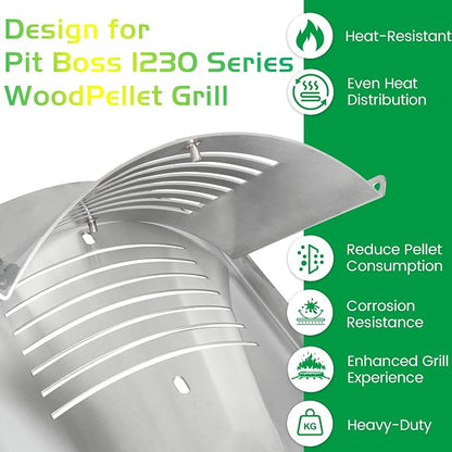 Flame Broiler Kit for Pit Boss PB1100PSC2 PB1230 Pellet Gas Combo Grills 1230 1230CC Lexington Sportsman Replacement Parts Pitboss Diffuser Heat Deflector Plate Smoker BBQ Accessories