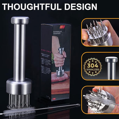 Meat Tenderizer Tool, Stainless Steel Needle Meat Tenderizer with 21 Needles, Kitchen Tenderizing Tool for Steak, Chicken, Pork, Beef, Dishwasher Safe