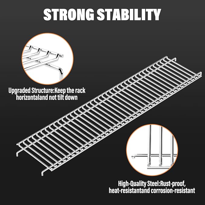 Utheer Warming Rack for Nexgrill 720-0896X & 720-0898 6 Burner Gas Grill, 32.4" x 7.2" Stainless Steel Upper Warming Rack Replacement for Nexgrill 6 Burner Grill