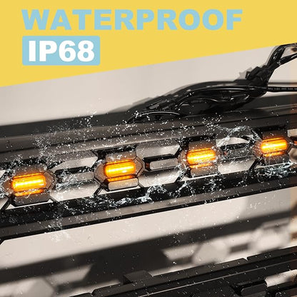 Front Emblems Led Grill Lights for Toyota Tacoma TRD-Pro 2015-2023 | 5pcs,Amber Leds,Yellow Face color + front Emblems tacoma
