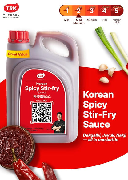TBK THEBORN Gochujang Sauce, Korean Spicy Stir-Fry Cooking Sauce 3.1kg | Versatile gochujang cooking sauce with a bold spicy finish for stir-fries, noodles, rice bowls, meat and vegetables