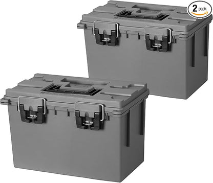 Sheffield XL Ammo Box Made in USA, Stackable Lockable Ammo Storage Box | 2 Pack Lockable Storage Box, Water and Dust Resistant Dry Box, Secures Hunting Gear, Gun Accessories, Supplies, and Bullets