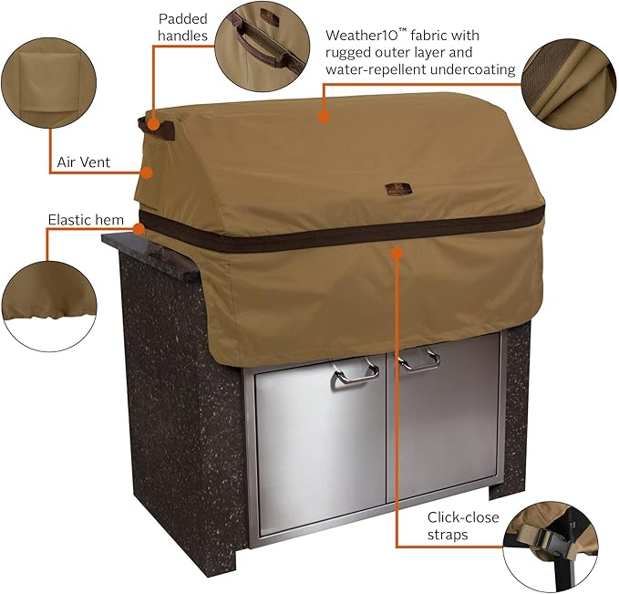 Classic Accessories Hickory Water-Resistant 37 Inch Built-in BBQ Grill Top Cover