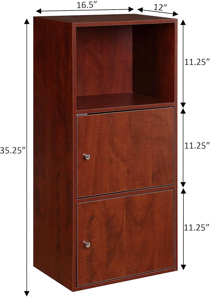 Convenience Concepts Xtra Storage 2 Door Cabinet with Shelf, Cherry