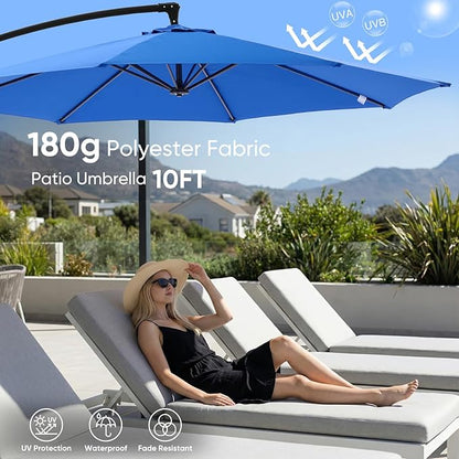 NEWBULIG 10FT Patio Umbrella, Offset Cantilever Outdoor Patio Table Umbrella, UV Protection, Fade Resistant Fabric, Easy Tilt Adjustment for Deck, Pool, Backyard, Garden