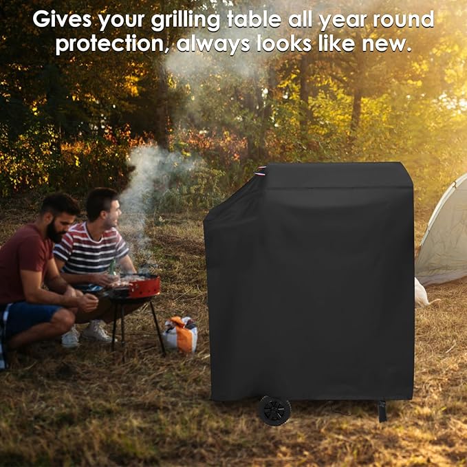 Grill Cover for Royal-Gourme-t CD1824M 24-Inch Charcoal Grill, Outdoor Waterproof Cover for BBQ Smoker Griddle with Side Table, Covers for 24 Inch Charcoal Expert Grills- 42x25x40 in