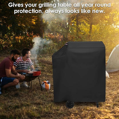 Grill Cover for Royal-Gourme-t CD1824M 24-Inch Charcoal Grill, Outdoor Waterproof Cover for BBQ Smoker Griddle with Side Table, Covers for 24 Inch Charcoal Expert Grills- 42x25x40 in