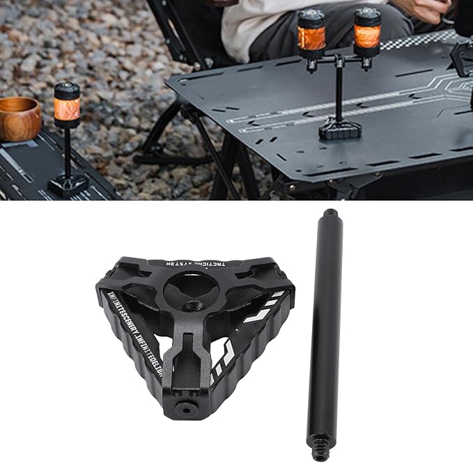 Fabater Camping Light Stand, Aluminum Alloy Expandable Lamp Holder, Triangle Base with Detachable Horizontal Bar for Outdoor, Picnic, Garden, BBQ