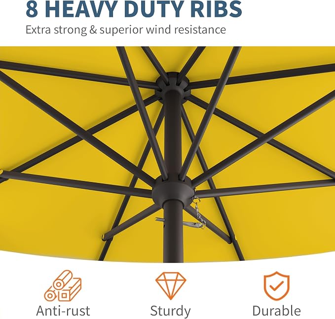 10FT Patio Umbrella, Outdoor Umbrella with Push Button Tilt and Crank, 8 Sturdy Ribs, UV Protection & Waterproof Market Umbrella for Pool, Backyard, Beach,Deck