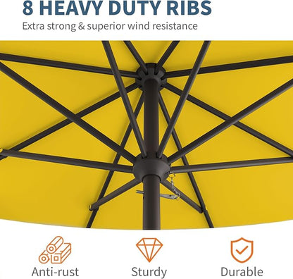 10FT Patio Umbrella, Outdoor Umbrella with Push Button Tilt and Crank, 8 Sturdy Ribs, UV Protection & Waterproof Market Umbrella for Pool, Backyard, Beach,Deck