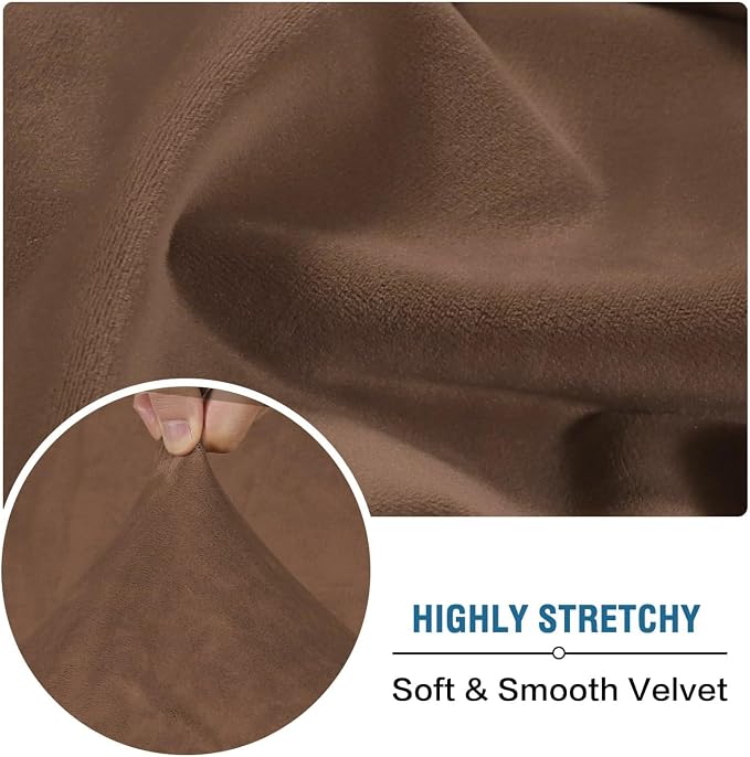 H.VERSAILTEX Velvet Stretch Individual Couch Cushion Cover Plush Cushion Slipcover for Loveseat Sofa Cushion Furniture Protector Seat Cushion Sofa Cover (1 Piece Sofa Cushion Cover, Caramel Cafe)