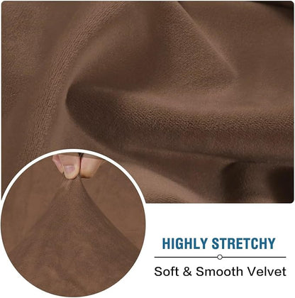 H.VERSAILTEX Velvet Stretch Individual Couch Cushion Cover Plush Cushion Slipcover for Loveseat Sofa Cushion Furniture Protector Seat Cushion Sofa Cover (1 Piece Sofa Cushion Cover, Caramel Cafe)