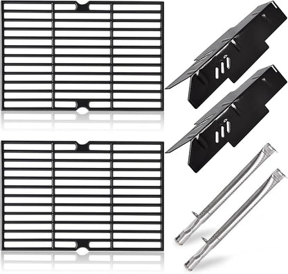 Grill Grates Parts for Dyna-Glo Grill Replacement Parts 2 Burner DGF350CSP, DGF350CSP-D, Cast Iron BBQ Grill Grates, Heat Plates Heat Shields and Burner Tubes for Dyna Glo Grill Accessories.