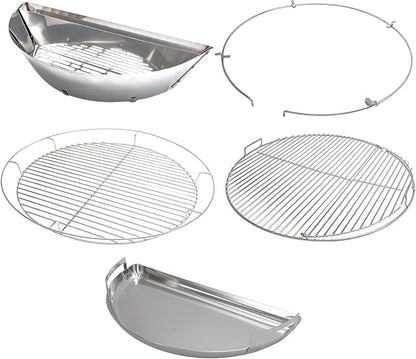 SnS Grills Slow ‘N Sear® 5-Piece Cooking System - Patented Charcoal Basket with Removeable Water Reservoir, EasySpin Grate, Drip Pan for Low ‘N Slow Smoking & Charcoal Grilling on Big Green Egg XL