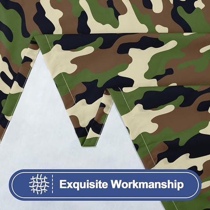 Smiry Picnic Table Cover with Bench Covers, Waterproof Elastic Fitted Tablecloth for 6 Foot Tables, Washable Polyester Camo Tablecloths for Camping & Patriotic Decor (Olive Drab, 30x72 Inch 3-pc Set)