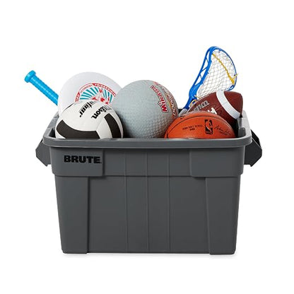 Rubbermaid Commercial Products BRUTE Tote Storage Container with Lid-included, 20-Gallon, Gray, Rugged/Reusable Boxes for Moving/Storing in Garage/Basement/Attic/Jobsite/Truck/Camping (FG9S3100GRAY)