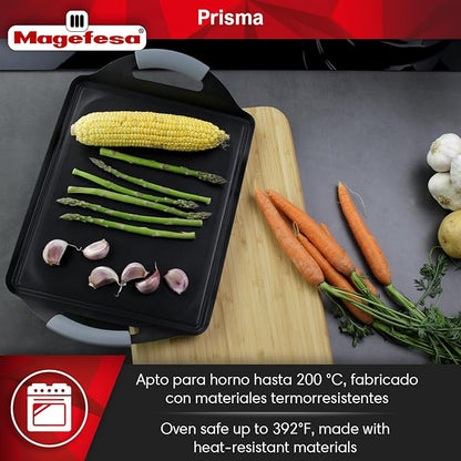 Magefesa Prisma 16 x 10 Inch Teppanyaki Griddle Pan, made of 18/10 Stainless Steel, Triple Layer Nonstick Coating, Suitable for all types of Stovetops, Dishwasher & Oven Safe up to 392 ºF