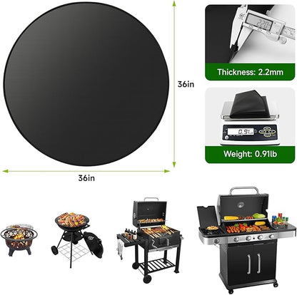 SANLIKE 36" Round Fire Pit Mat Under Grill Mat for Outdoor Grill 3-Layer Double-Sided Fireproof Mat Oil-Proof Waterproof BBQ Pad for Grass Deck Patio Outdoor & Indoor Wood Burning Fire Pit Portable