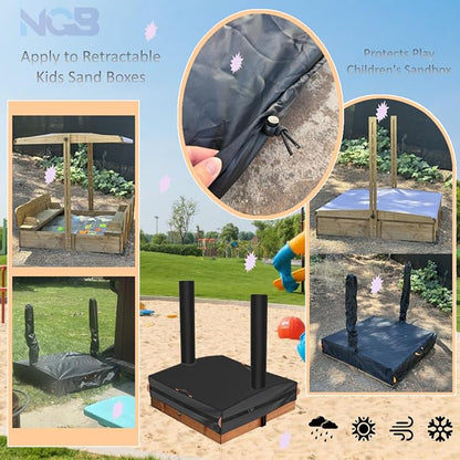 Sandbox Cover is Suitable for Foldable Wooden sandboxes，49" Wx49 Dx9/49 H | Outdoor Toddler's Large Sand Box Covers for Sand Protection