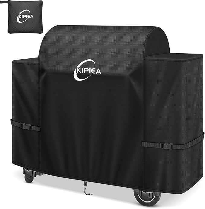 Kipiea Heavy Duty Grill Cover for Traeger Ironwood 885, 600D Oxford Fabric Wood Pellet Smoker Covers Waterproof & Windproof, Pellet BBQ Grill Cover for Outside Anti-UV, No Tear, No Fading