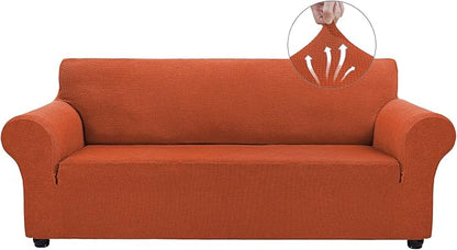 Asnomy Stretch Oversized Couch Covers for Sofa Slipcover,Punpkin | 1-Piece Sofa Covers Washable(94"-110") 4-Seater Furniture Protector with Non Skid Foam and Elastic Bottom for Kids, Pets