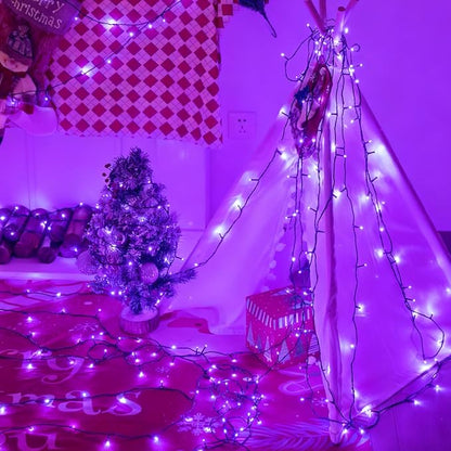 YEGUO 165ft 500 LED String Lights Outdoor Waterproof, Purple Christmas Lights Plug in, Twinkle Christmas Tree Lights Indoor with Timer Memory 8 Modes