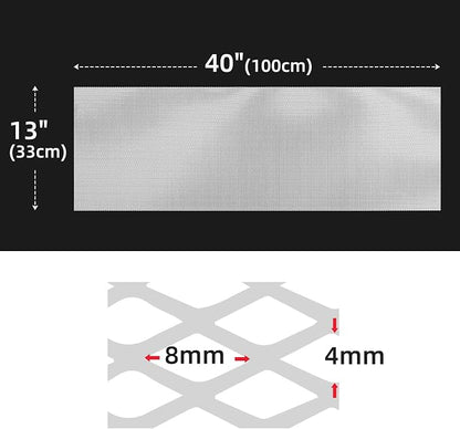 AggAuto Universal 40"x13" Car Grill Mesh 4x8mm Rhombic Hole White | Aluminum Alloy Automotive Grille Insert Bumper, One of the Most Multifunctional Shape Grids 100x33cm