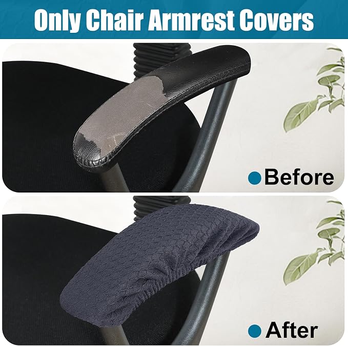 Smiry Office Computer Chair Armrest Covers, 2PCs Anti-dust Arm Rest Pad | Removable Washable Desk Chair Arm Pad Covers, Dark Grey