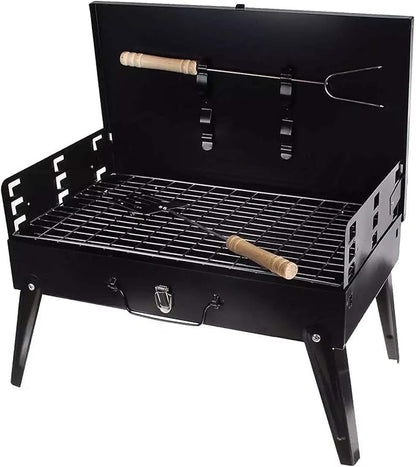 Barbecue Grill Portable Outdoor BBQ Grill Patio Camping Picnic Barbecue Stove Outdoor Camping Cooking Charcoal Grill Barbecue Tools Easy To Use Clean (Color : Black Size : 44x27cm) (Black 44x27cm)