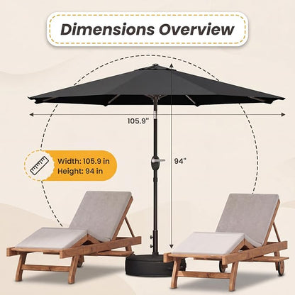 Greesum 9FT Outdoor Patio Umbrella, Table Umbrella for Yard, Market, Heavy-Duty Waterproof Pool Umbrella with 8 Sturdy Ribs, UV Protection for Beach, Deck, Garden, Backyard