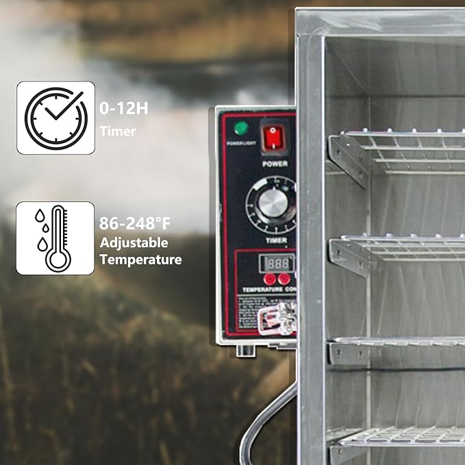 CLIVIA Electric Vertical BBQ Smoker, 4 Layers Outdoor Smoker Oven with Digital Temperature&Time Controller, Barbecue Cooking, Grilling Smoking for Fish, Sausage, Jerky (DSH-S20B)