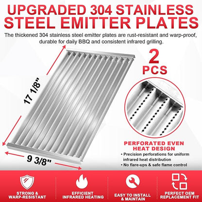 G362-2100-W1 Grill Emitter Plates for Charbroil Commercial Tru Infrared 463642316 463644220 463675016 466642316 463675016P1 Grill Part 17 1/8" Charbroil Stainless Steel Red Infrared Replacement Grates