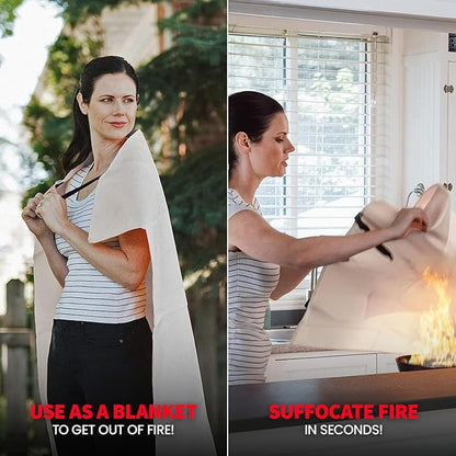 Prepared Hero Emergency Fire Blanket - 4 Pack - Fire Suppression for Kitchen, 39” x 39” Fiberglass Fire Blanket for Home