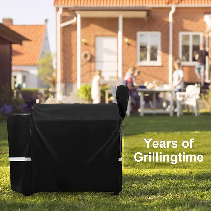 Grisun Grill Cover for Traeger Pro 34, Pro 780 Series Wood Pellet Grill, BBQ Smoker Cover for Texas Elite 34, Eastwood 34 Series, Z Grills 700, 550, 600, 600D Fabric, Waterproof, Anti-Fade, Black