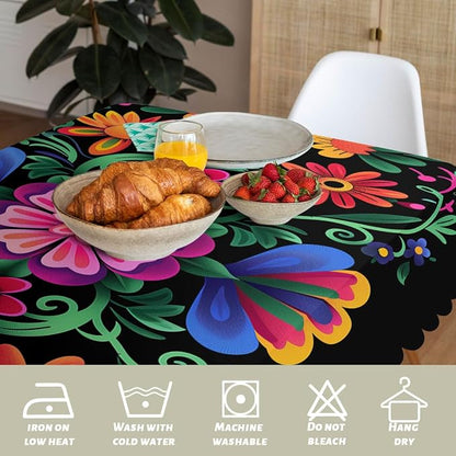 Mexican Fiesta Table Cloth Rectangle Tables Cinco De Mayo Day of The Dead Rectangle Kitchen Table Cover Oblong Tablecloth for Dining Table Buffet Parties Patio Camping 52" x 70" 4-6 Seats