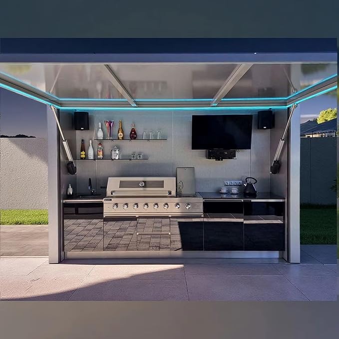 Modular Outdoor Kitchen Pod – Stainless Steel BBQ Cabinet with Grill, Prefab Garden & Patio Cooking Station for Coastal, Extreme Weather, Summer Camping and Family BBQ