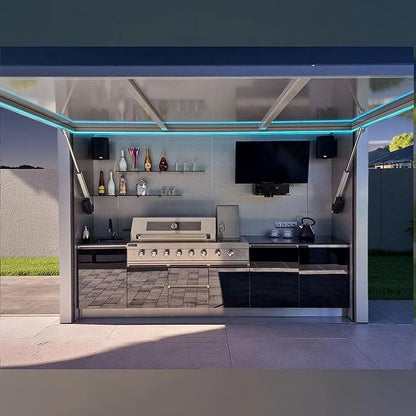 Modular Outdoor Kitchen Pod – Stainless Steel BBQ Cabinet with Grill, Prefab Garden & Patio Cooking Station for Coastal, Extreme Weather, Summer Camping and Family BBQ