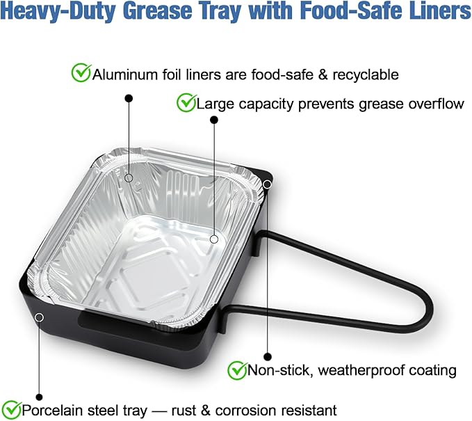 Grill Drip Pan for Nexgrill 720-0830H, 15-Pack Aluminum Foil Liners Grease Tray Replacement for Nexgrill 720-0888N 720-0925P 720-0896 720-08882A & Cuisinart CGG-7400