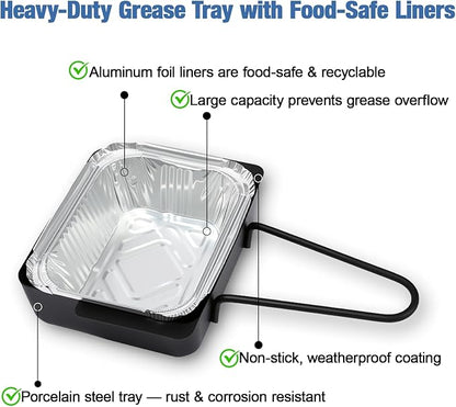 Grill Drip Pan for Nexgrill 720-0830H, 15-Pack Aluminum Foil Liners Grease Tray Replacement for Nexgrill 720-0888N 720-0925P 720-0896 720-08882A & Cuisinart CGG-7400