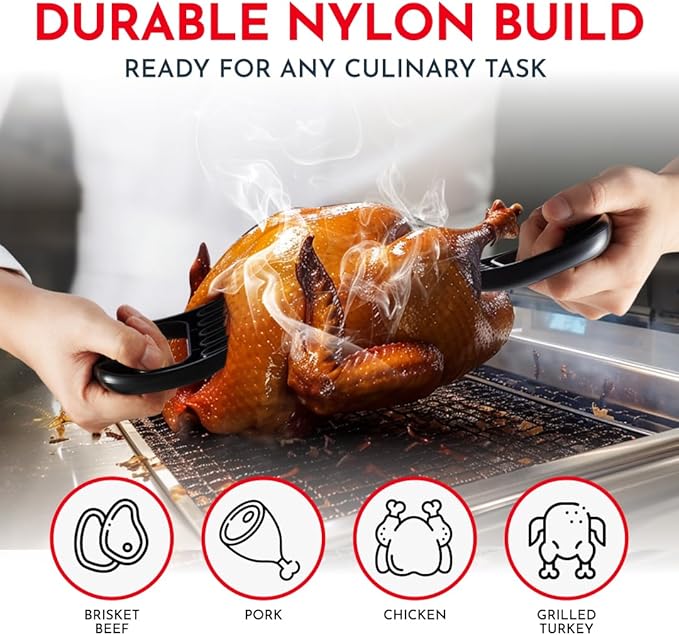 Meat Shredder Claws – Bear Claws Meat Shredder for Pulled Pork, Chicken and Beef, Heat Resistant Plastic Meat-Claws for Shredding, Ergonomic Grip, Dishwasher Safe BBQ Tool