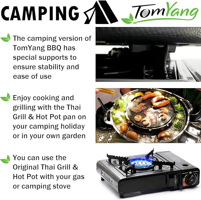 TomYang Korean Bbq Grill Pan, 13 inch, Camping Pan, Stove Top Non-stick Coating, More than 100 Recipe Videos, KBBQ pan, 4 x Bamboo tongs, Dishwasher, Grill Pan, Korean food