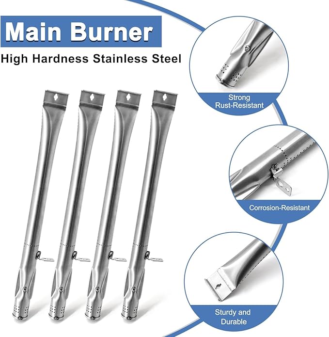 Replacement Parts for Nexgrill 720-0830X, Drip Pan Grease Tray & Grill Grates & Gas Burners and Igniters & Flame Tamers Kit Replacement for Nexgrill 4 Burner 720-0830X Gas Grill
