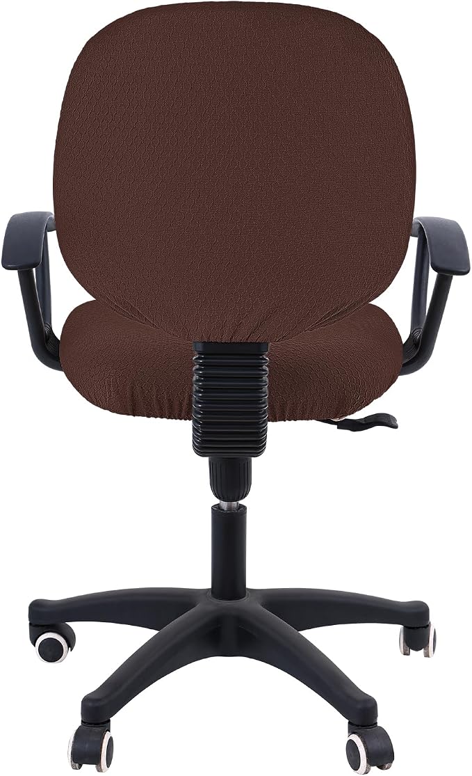 Smiry Office Computer Chair Covers for Desk Rotating Chair Protector | Stretch Jacquard Removable Washable Universal Slipcovers, Seat + Backrest Cover, Light Chocolate